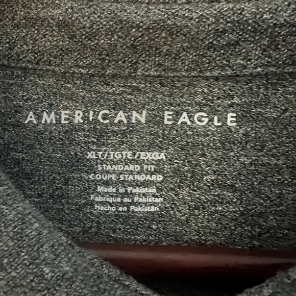 AE American Eagle Men’s Short Sleeve Gray Polo Shirt 100% Cotton Size XLT - Picture 3 of 4